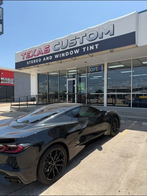 Corvette outside Texas Custom Stereo, Dallas